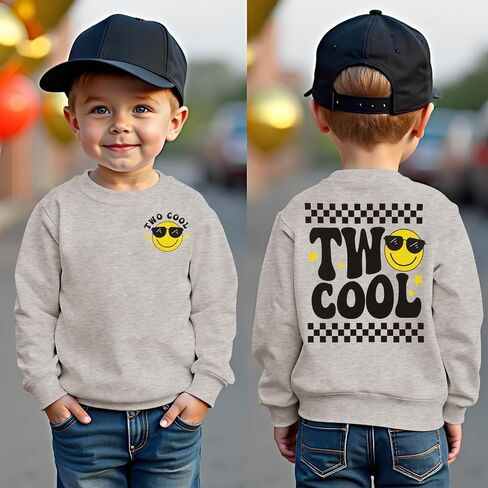 Two Cool Birthday Sweatshirt 2nd Birthday Boy Outfits 2 Year Old Toddler Boys Second Bday Party Long Sleeve Shirts in Saudi Arabia