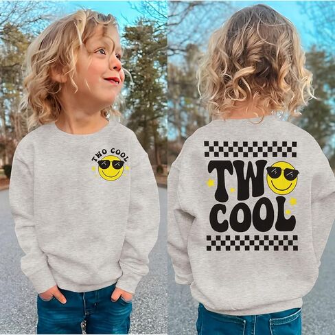 Two Cool Birthday Sweatshirt 2nd Birthday Boy Outfits 2 Year Old Toddler Boys Second Bday Party Long Sleeve Shirts in Saudi Arabia