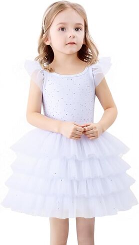 Tutu.kk Toddler Girls Tulle Dress Ruffle Sleeveless Shiny Tiered Fluffy Tutu Dresses Summer Cake Dress for Birthday Party in Saudi Arabia