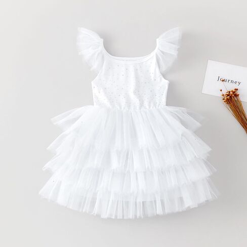 Tutu.kk Toddler Girls Tulle Dress Ruffle Sleeveless Shiny Tiered Fluffy Tutu Dresses Summer Cake Dress for Birthday Party in Saudi Arabia