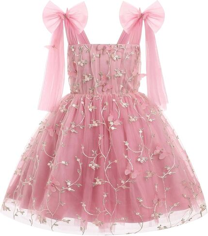 IMEKIS Toddler Girls Butterfly Floral Tulle Dress Formal Wedding Party Tutu Fairy Birthday Photo Shoot Outfit 1-6T in Saudi Arabia