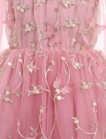 IMEKIS Toddler Girls Butterfly Floral Tulle Dress Formal Wedding Party Tutu Fairy Birthday Photo Shoot Outfit 1-6T in Saudi Arabia