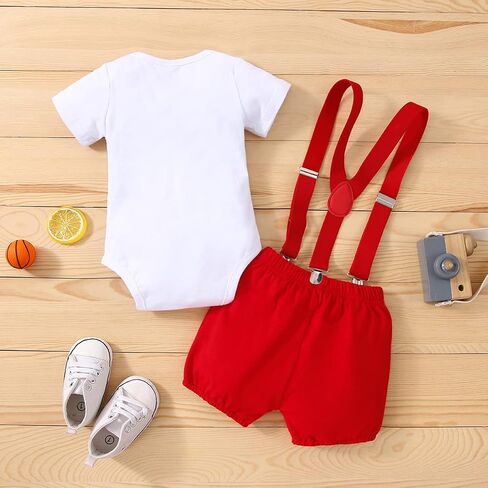 Baby Boy 1st Birthday Outfit Jungle Romper with Suspenders One Year Old Birthday Clothes in Kuwait
