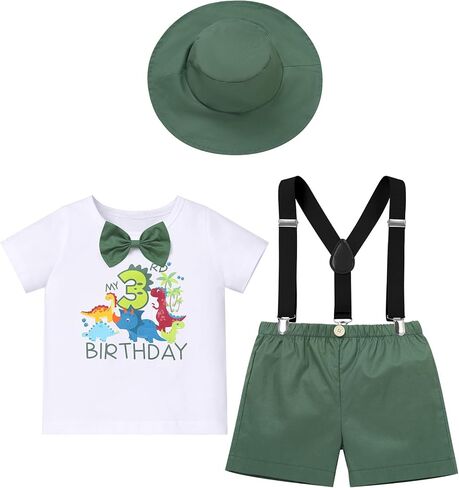 Ibtom Castle First Birthday Outfit Boy Wild 12 Month Romper Bodysuit Shorts Shorts Party Hat Heat Boy Boy Set in Kuwait