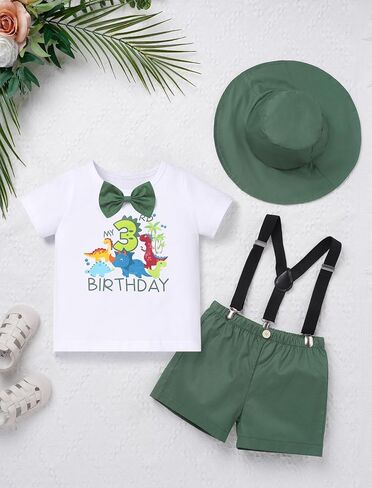 Ibtom Castle First Birthday Outfit Boy Wild 12 Month Romper Bodysuit Shorts Shorts Party Hat Heat Boy Boy Set in Kuwait