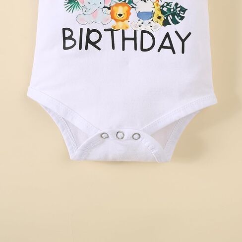 Baby Boy 1st Birthday Outfit Jungle Romper with Suspenders One Year Old Birthday Clothes in Kuwait