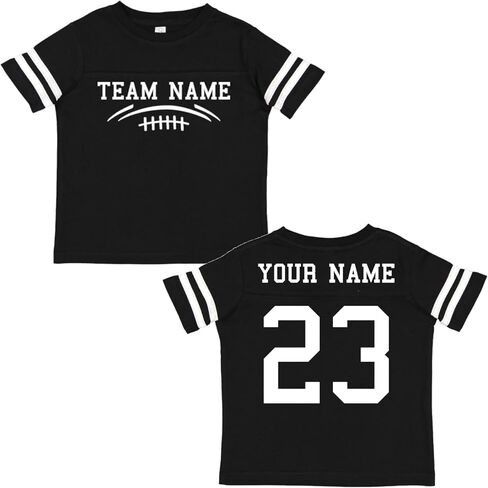 Custom Team Cotton Football Sport Jersey Toddler and Big Kid T-Shirt-Personalized with Name and Number - Front & Back in Kuwait