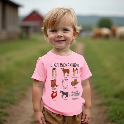CM C & M Wodro Toddler Baby Boy Girl Western Shirt Rodeo Cowboy T-Shirt Funny Letter Graphic Tee Kid Summer Summer Sleeve Tops in Kuwait