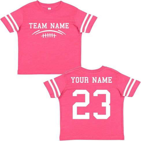 Custom Team Cotton Football Sport Jersey Toddler and Big Kid T-Shirt-Personalized with Name and Number - Front & Back in Kuwait