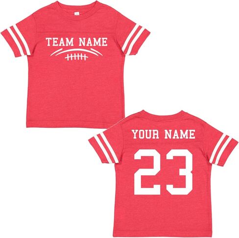 Custom Team Cotton Football Sport Jersey Toddler and Big Kid T-Shirt-Personalized with Name and Number - Front & Back in Kuwait