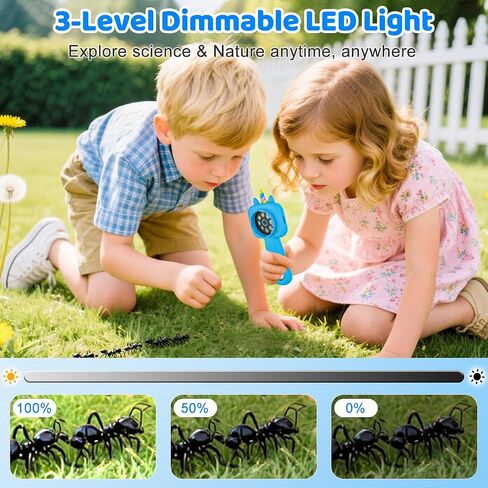 600X Handheld Microscope for Kids, 2.4'' Rechargeable Mini Pocket Digital Microscope Outdoor Toys, Portable Microscopes for Kids 4-8 8-12, Christmas Birthday Gifts for Boys Girls (Blue) in Saudi Arabia