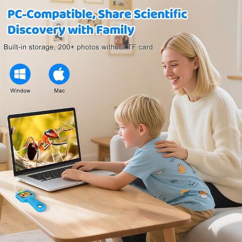 600X Handheld Microscope for Kids, 2.4'' Rechargeable Mini Pocket Digital Microscope Outdoor Toys, Portable Microscopes for Kids 4-8 8-12, Christmas Birthday Gifts for Boys Girls (Blue) in Saudi Arabia