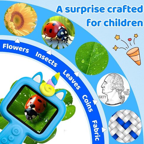 600X Handheld Microscope for Kids, 2.4'' Rechargeable Mini Pocket Digital Microscope Outdoor Toys, Portable Microscopes for Kids 4-8 8-12, Christmas Birthday Gifts for Boys Girls (Blue) in Saudi Arabia