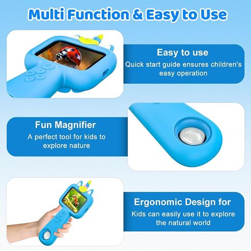 600X Handheld Microscope for Kids, 2.4'' Rechargeable Mini Pocket Digital Microscope Outdoor Toys, Portable Microscopes for Kids 4-8 8-12, Christmas Birthday Gifts for Boys Girls (Blue) in Saudi Arabia