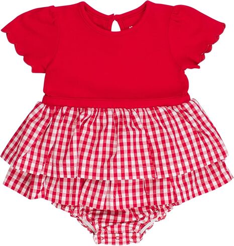 Rufflebutts Baby Girls Mixed Media Sleeve Skirted Romper in Saudi Arabia