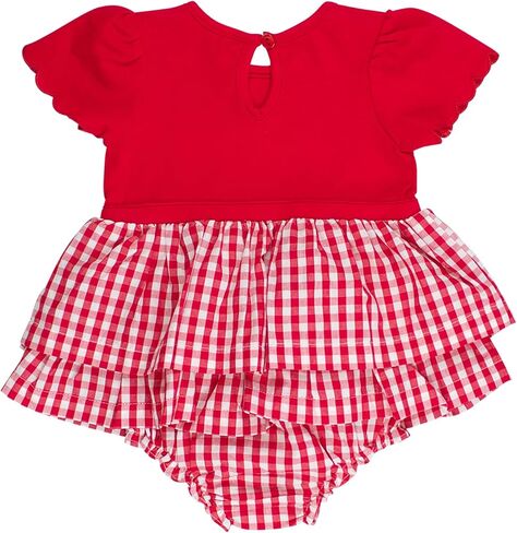 Rufflebutts Baby Girls Mixed Media Sleeve Skirted Romper in Saudi Arabia