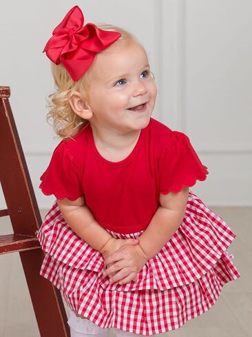 Rufflebutts Baby Girls Mixed Media Sleeve Skirted Romper in Saudi Arabia