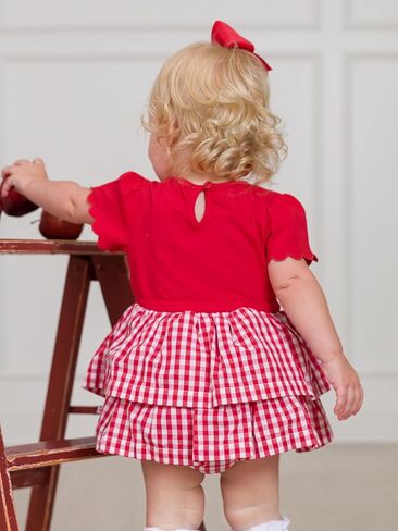 Rufflebutts Baby Girls Mixed Media Sleeve Skirted Romper in Saudi Arabia