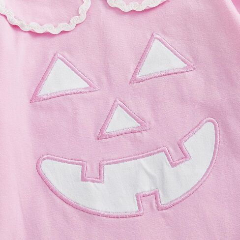 Newborn Baby Girls Halloween Outfit Pumpkin Bubble Romper Peter Pan Collar Ruffle Long Sleeve Bodysuit Clothes in Saudi Arabia