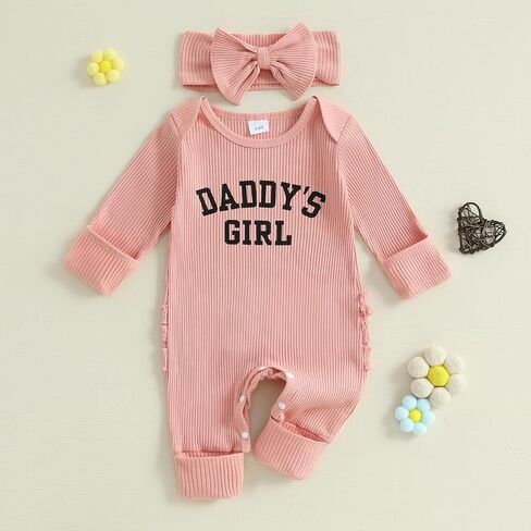 Daddys Girls Baby Clothes Newborn Coming Home Romper Knit Jumpsuit | Going Coming Home Outfit Baby Girl Long Sleeve Announcement Outfit, New Born Baby Hospital Outfit, Preemie 0 3 6 Months in Saudi Arabia