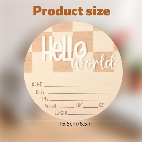 Baby Announcement Sign, 6.5in Wooden Newborn Announcement Board Hello World Baby Birth Stats Sign Welcome Boy Girl Birth and Shower Decor for Nursery (Style 1) in Saudi Arabia