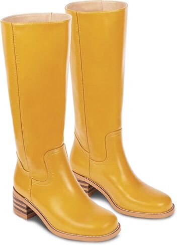 WIRALOMI Women's Knee High Campus Boots Square Toe Chunky Block Low Heel Long Boots for Women Wide Calf in Kuwait