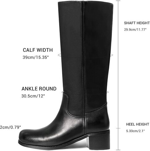WIRALOMI Women's Knee High Campus Boots Square Toe Chunky Block Low Heel Long Boots for Women Wide Calf in Kuwait