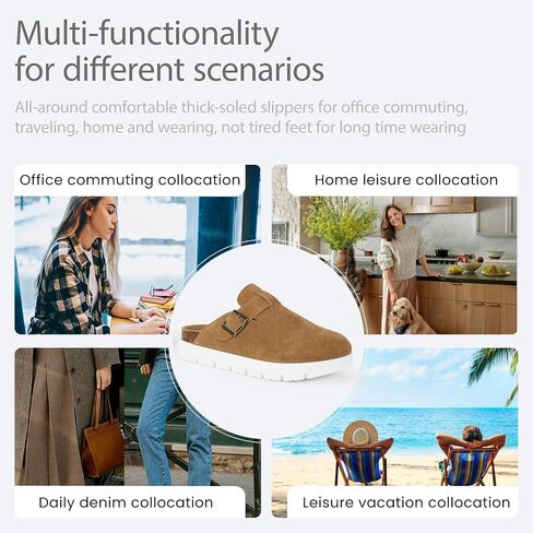 منصة مشبك جلدية حقيقية كبيرة منصة Benton Benton for Women Memory Foam Arch Support Cork Footbed Potato Shoes Buges in Kuwait