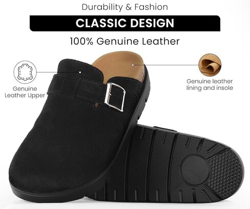 منصة مشبك جلدية حقيقية كبيرة منصة Benton Benton for Women Memory Foam Arch Support Cork Footbed Potato Shoes Buges in Kuwait