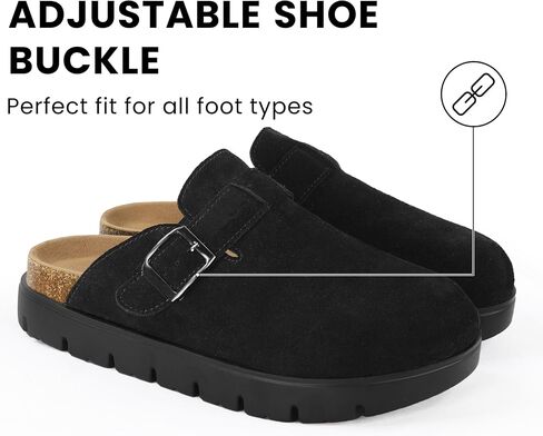 منصة مشبك جلدية حقيقية كبيرة منصة Benton Benton for Women Memory Foam Arch Support Cork Footbed Potato Shoes Buges in Kuwait