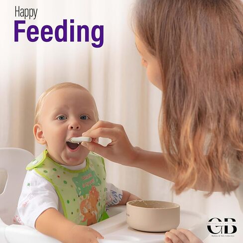 Baby & Toddler Essentials: 3 Gender Neutral Bibs with Temperature Sensitive Spoon and Fork - Washable, Removable/Detachable Food & Drool Catcher, Adjustable Snaps - Cartoon & Animal Graphics. in Kuwait