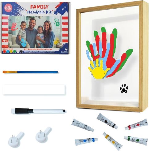 80S Family Handprint Kit, Handprint Art Craft DIY Kit, Baby Hand Print Gift for New Moms, Parents, Grandparents, 6 Safe, Non-Toxic Paints, Ideal for Mother's Day, Father's Day, Anniversary & More in Kuwait