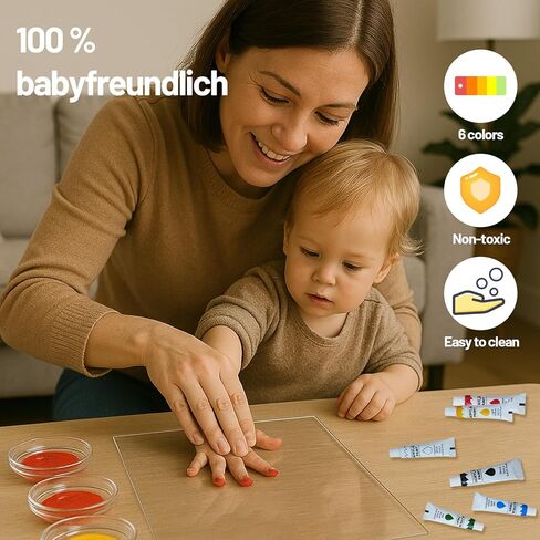 80S Family Handprint Kit, Handprint Art Craft DIY Kit, Baby Hand Print Gift for New Moms, Parents, Grandparents, 6 Safe, Non-Toxic Paints, Ideal for Mother's Day, Father's Day, Anniversary & More in Kuwait