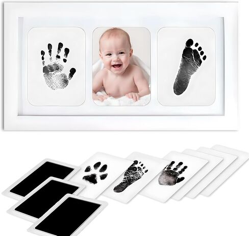 Inkless Baby Hand and Footprint Kit – Clean Touch Paw Print Keepsake Frame with 3 Ink Pads – Newborn Nursery Decor, Toddler Children Registry Gift, Pet Dog Cat Memorial, No Mess Baby Handprint Kit in Saudi Arabia