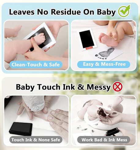 Inkless Baby Hand and Footprint Kit – Clean Touch Paw Print Keepsake Frame with 3 Ink Pads – Newborn Nursery Decor, Toddler Children Registry Gift, Pet Dog Cat Memorial, No Mess Baby Handprint Kit in Saudi Arabia