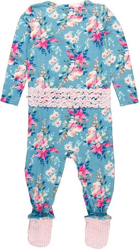 RuffleButts Fancy Me Floral Ruffle One Piece Footie Pajamas - 6-12m in Saudi Arabia