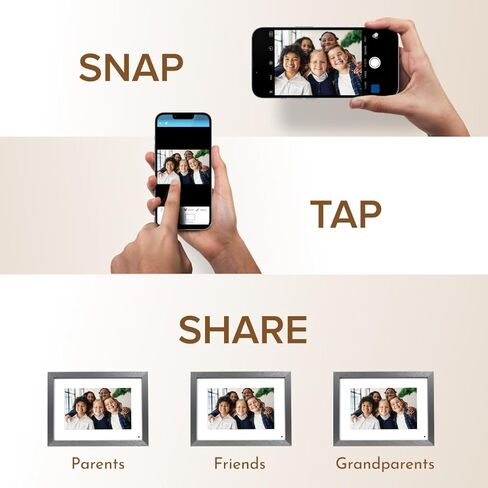Simply Smart Home Photoshare 8" WiFi Digital Picture Frame, Send Pics from Phone to Frames, 8 GB, Holds 5,000+ Photos, HD Touchscreen, Black Wood Frame, Easy Setup, No Fees in Kuwait