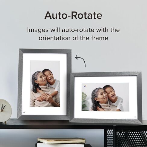 Simply Smart Home Photoshare 8" WiFi Digital Picture Frame, Send Pics from Phone to Frames, 8 GB, Holds 5,000+ Photos, HD Touchscreen, Black Wood Frame, Easy Setup, No Fees in Kuwait