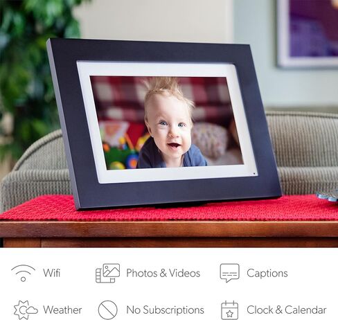 Simply Smart Home Photoshare 8" WiFi Digital Picture Frame, Send Pics from Phone to Frames, 8 GB, Holds 5,000+ Photos, HD Touchscreen, Black Wood Frame, Easy Setup, No Fees in Kuwait