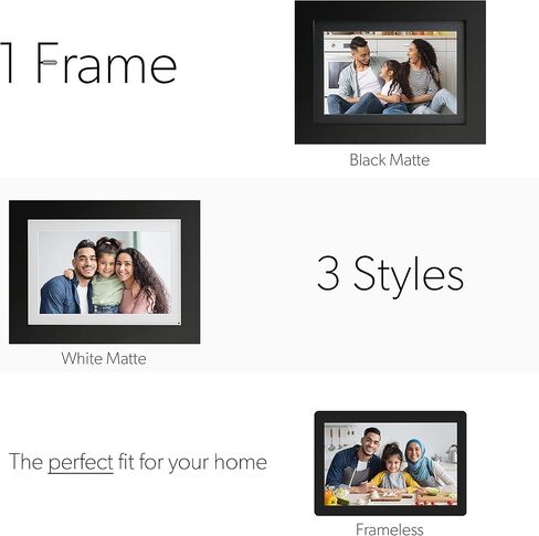 Simply Smart Home Photoshare 8" WiFi Digital Picture Frame, Send Pics from Phone to Frames, 8 GB, Holds 5,000+ Photos, HD Touchscreen, Black Wood Frame, Easy Setup, No Fees in Kuwait