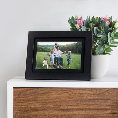 Simply Smart Home Photoshare 8" WiFi Digital Picture Frame, Send Pics from Phone to Frames, 8 GB, Holds 5,000+ Photos, HD Touchscreen, Black Wood Frame, Easy Setup, No Fees in Kuwait