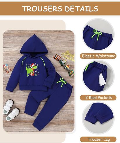 Coco & Rara Toddler Boy ملابس ملابس ملابس طويلة الأكمام هوديي سراويل قميص سراويل مرتكز على 2pcs الأولاد خريف الشتاء in Kuwait