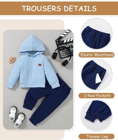 Coco&RARA Toddler Boy Hoodie Clothe Long Sleeve Sweatshirt + Pants Set 2Pcs | Toddler Boy Sweatsuit Outfit, Fall Winter Sweatshirt Outfits, 12M-18M, 18M-24M, 2-3T, 3-4T, 4-5T in Saudi Arabia