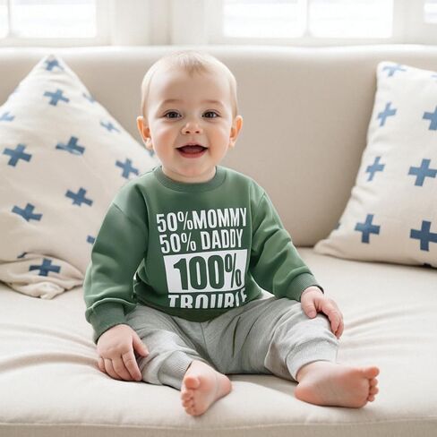 Fernvia Toddler Baby Boy Fall Clothes 2T 3T 4T Letter Print Crew Neck Long Sleeve Sweatshirt Pants 2 Pcs Outfits in Saudi Arabia
