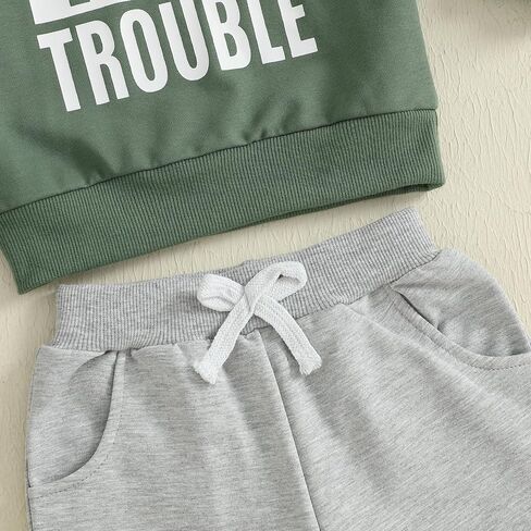 Fernvia Toddler Baby Boy Fall Clothes 2T 3T 4T Letter Print Crew Neck Long Sleeve Sweatshirt Pants 2 Pcs Outfits in Saudi Arabia