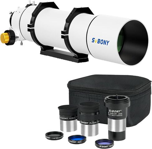 SVBONY SV48P 102mm Telescope, F6.5 Refractor Bundle with SV233 7PCS Telescope Accessory Kit, Plossl Eyepieces, 2X Barlow Lens, Moon/ND4/82A Color Filters and Portable Bag, for Astronomical Visual in Saudi Arabia