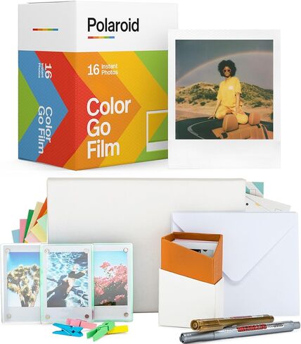 Polaroid Go Color Film (2 pack) bundle مع مجموعة أفلام Focus Camera Instax لـ Fujifilm mini مع 3 إطارات مغناطيسية و 10 إطارات معلقة وصندوق تخزين (3 عناصر) in Saudi Arabia