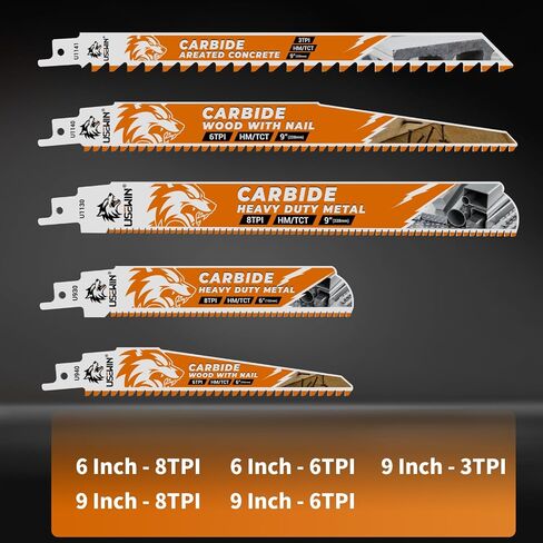 Expert Carbide Reciprocating Saw Blade, 9 Inch 6-9TPI Saw Blades for Metal, Steel, Copper, Aluminium, Wood with Nails, 3 Pack in Saudi Arabia