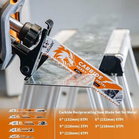 Expert Carbide Reciprocating Saw Blade, 9 Inch 6-9TPI Saw Blades for Metal, Steel, Copper, Aluminium, Wood with Nails, 3 Pack in Saudi Arabia