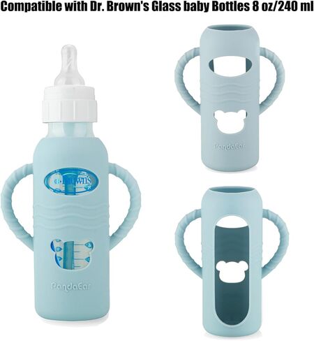 Pandaear 2 Pack Silecone Sleeves لزجاجات Dr. Brown 8oz من الزجاج ، وأغطية زجاجة واقية مضادة للقطر مع مقاومة ، مقاومة للحرارة وسهل السيطرة عليها in Saudi Arabia